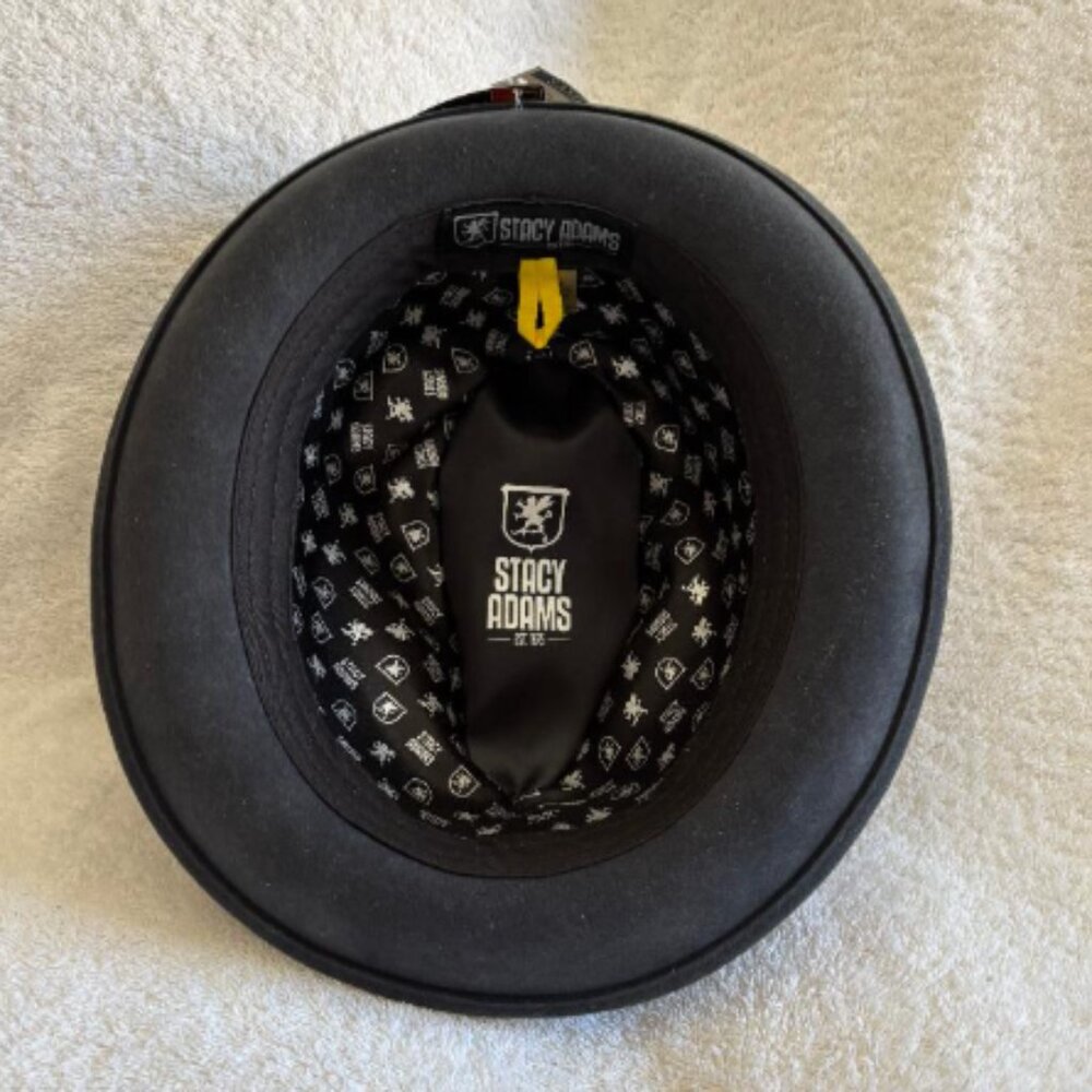 STACY ADAMS Crushable Wool Felt Fedora Hat GREY. SZ LARGE. SAW 566 - Picture 2 of 2
